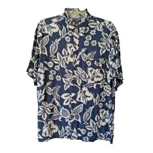 VTG Ralph Lauren Polo Jeans Co. Hawaiian Shirt Men's Small‎ Blue Rayon Floral